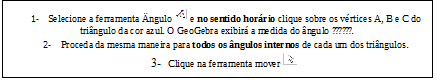 Passo-a-passo para a obtenção da medida dos ângulos na atividade 4.2