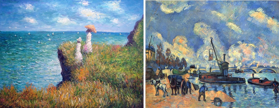 Figuras 5 e 6: Caminhada no penhasco Pourville (1882), de Claude Monet; e O Sena em Bercy (1876-78), de Paul Cézanne.