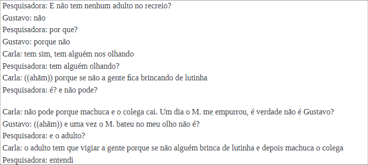 Quadro 6: Transcrição da entrevista DH – Carla e Gustavo